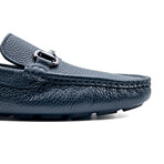 Genuine Leather Slip-On Loafer Shoes with Buckle for Men // Navy Blue (Euro: 42)