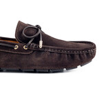 Genuine Suede Lace-up Leather Slip-On Loafers // Brown (Euro: 45)