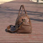 Genuine Leather Gym Bag With Shoe Storage // Chestnut