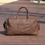 Genuine Leather Gym Bag With Shoe Storage // Chestnut