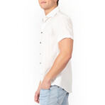 Button Up Short Sleeve Soft Lines Pattern // White (2XL)