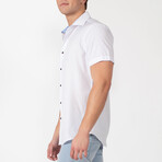 Print Placket Fit Short Sleeve Dress Shirt // White (3XL)