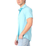 Solid Short Sleeve Dress Shirt // Turquoise (L)