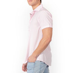 Solid Short Sleeve Dress Shirt // Pink (L)