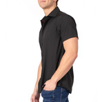 Solid Short Sleeve Dress Shirt // Black (S)