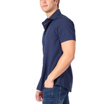 Solid Short Sleeve Dress Shirt // Navy (L)