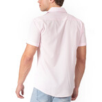 Print Placket Fit Short Sleeve Dress Shirt // Pink (M)