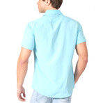 Solid Short Sleeve Dress Shirt // Turquoise (XL)