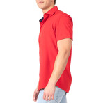 Print Placket Fit Short Sleeve Dress Shirt // Red (L)