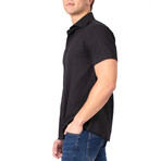 Button Up Short Sleeve Soft Stripe Pattern // Black (XL)