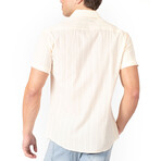 Button Up Short Sleeve Soft Lines Pattern // Beige (L)