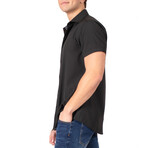 Print Placket Fit Short Sleeve Dress Shirt // Black (L)