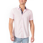 Print Placket Fit Short Sleeve Dress Shirt // Pink (S)