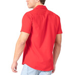 Print Placket Fit Short Sleeve Dress Shirt // Red (3XL)
