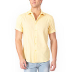 Button Up Short Sleeve Soft Stripe Pattern // Yellow (L)