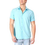 Solid Short Sleeve Dress Shirt // Turquoise (L)