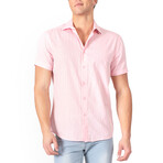 Button Up Short Sleeve Soft Stripe Pattern // Pink (S)
