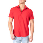 Solid Short Sleeve Dress Shirt // Red (2XL)