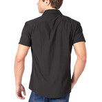 Print Placket Fit Short Sleeve Dress Shirt // Black (L)