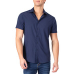 Solid Short Sleeve Dress Shirt // Navy (M)