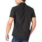 Solid Short Sleeve Dress Shirt // Black (L)