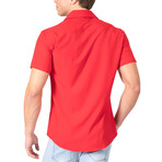 Solid Short Sleeve Dress Shirt // Red (XL)