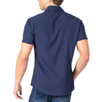 Solid Short Sleeve Dress Shirt // Navy (L)
