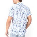 Button Up Short Sleeve Dress Shirt w/ Small Circular Print // White (XL)
