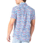 Short Sleeve Dress Shirt w/ Geometrical Print // Blue (S)