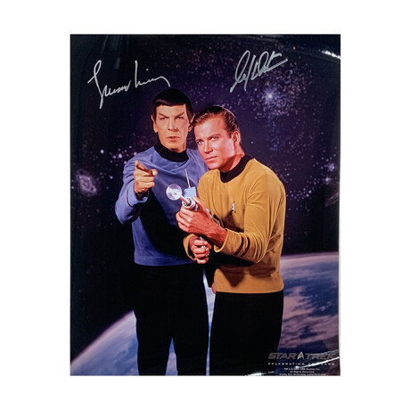 Leonard Nimoy+William Shatner  // Autographed Framed "Star Trek" 16 X 20 Photo