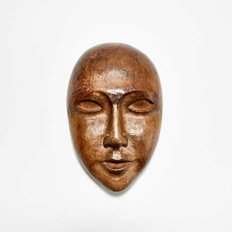 Spooky 1920's-1930's Wooden Face