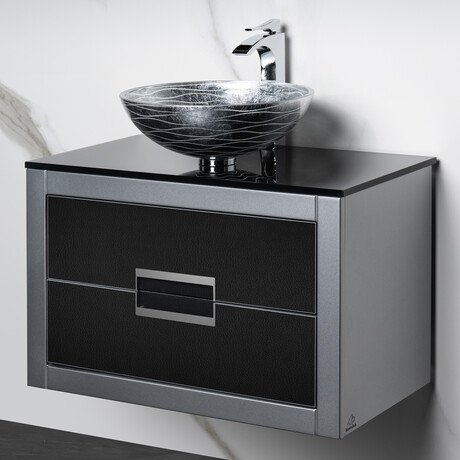 Vito 32 Inch Modern Bathroom Vanity // Flat Top // Black and Silver