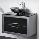 Vito 32 Inch Modern Bathroom Vanity // Flat Top // Black and Silver