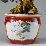 Genuine Green Aventurine Bonsai Tree in Round Ceramic Pot 11”
