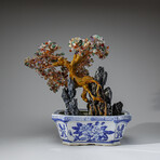 Genuine Multiple-Quartz Bonsai Tree in Square Ceramic Pot 13”