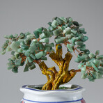 Genuine Green Aventurine Bonsai Tree in Round Ceramic Pot 7”