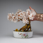 Genuine Quartz Bonsai Tree in Oval Ceramic Pot 10”