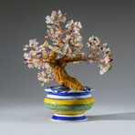 Genuine Multiple-Quartz Bonsai Tree in Round Ceramic Pot 8.5”