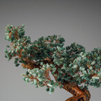 Genuine Green Aventurine Bonsai Tree in Square Ceramic Pot 10.5”