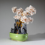 Genuine Quartz Bonsai Tree in Oval Ceramic Pot 12”