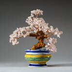 Genuine Rose Quartz Bonsai Tree in Round Ceramic Pot 8.5”