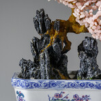 Genuine Rose Quartz Bonsai Tree in Square Ceramic Pot 13”