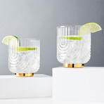 Deco Gatsby Crystal Double Old Fashioned Glasses // Set Of 2 // 12 oz 