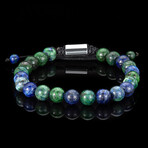 Azurite Chrysocolla Stone Adjustable Bead Bracelet // 8"