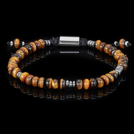 Tiger Eye Stone + Hematite Adjustable Bracelet // 8"