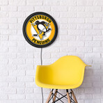Pittsburgh Penguins //  Round Slimline Lighted Wall Sign