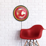 Calgary Flames //  Round Slimline Lighted Wall Sign