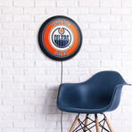 Edmonton Oilers //  Round Slimline Lighted Wall Sign