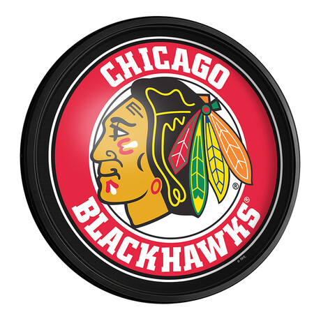 Chicago Blackhawks //  Round Slimline Lighted Wall Sign