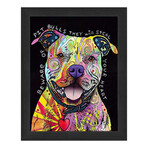 "Beware of Pitbulls" Dog Art Giclee Print by  Dean Russo  //  Framed Canvas